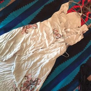 Cute tie front scrappy green floral high low dress